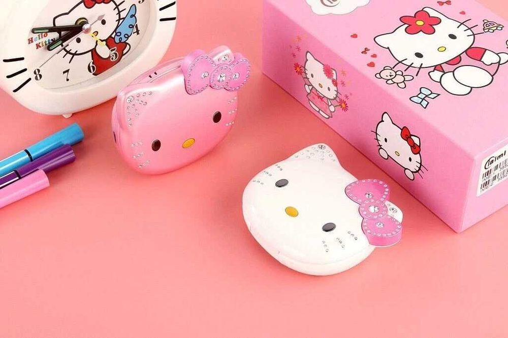 Hello Kitty Розов Телефон за Момиче, Камера, Подарък, с локация, детски телефон с капаче, за дете, Хелоу Кити