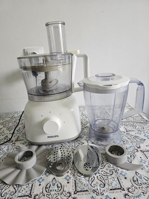 Robot de bucatarie Philips HR7628/00, 650 W, bol 1.5 l, blender 1 l, 2 viteze + Pulse, Alb