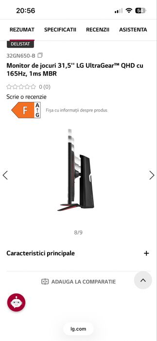 Monitor Gaming LG UltraGear 32” 165Hz 2K