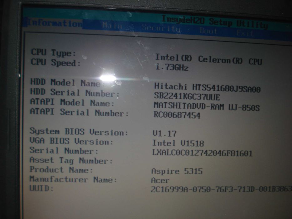LAPTOP ACER Aspire 5315 Model ICL 19V-3,42 A cu alimentator 19 V
