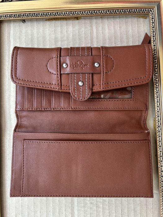 Kipling new leather wallet светло кафяв кожен портфейл