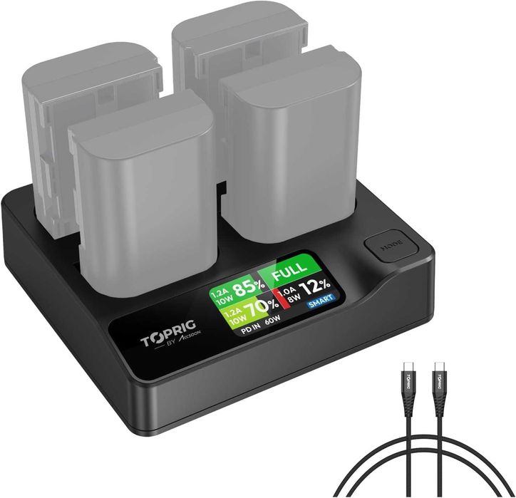 Accsoon TopRig Бърза зарядна станция за 4 батерии Canon LP-E6/NH (60W)