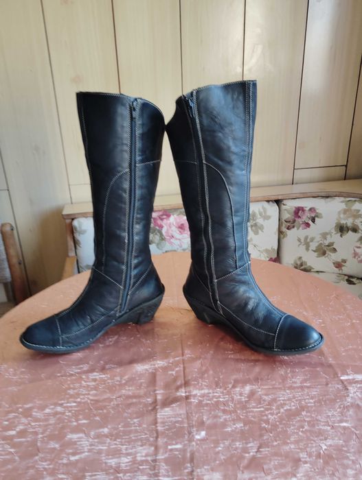 Черни дамски ботуши естествена кожа AICE 41 номер