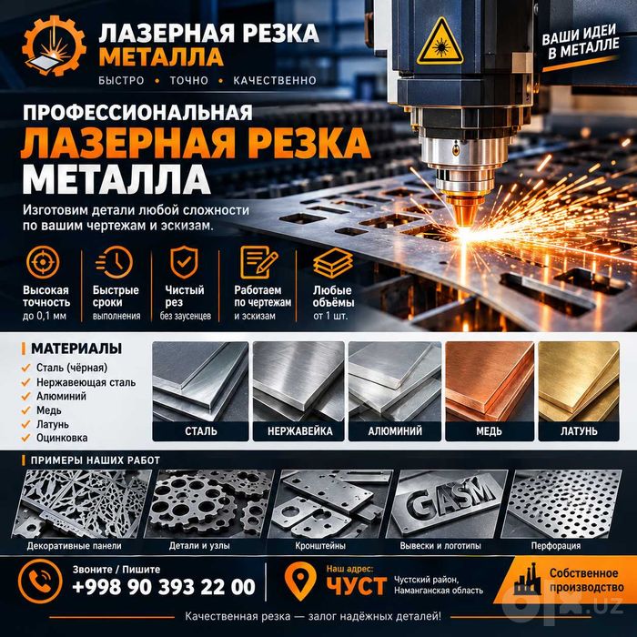 Услуга лазерная резка металла. Чуст