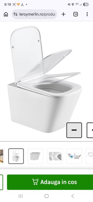 Vas WC suspendat Sensea Neo, ceramic, evacuare orizontala, cu capac