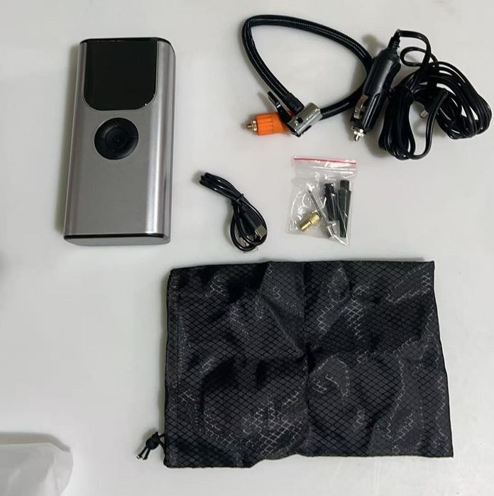 Mini compresor auto portabil reincarcabil Pompa de aer pentru masina fara fir Electrica din aluminiu Digitala pentru anvelope, Monitor de presiune