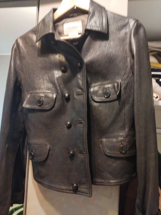 Jachetă piele Armani,mărimea L,culoare maro,aproape nouă