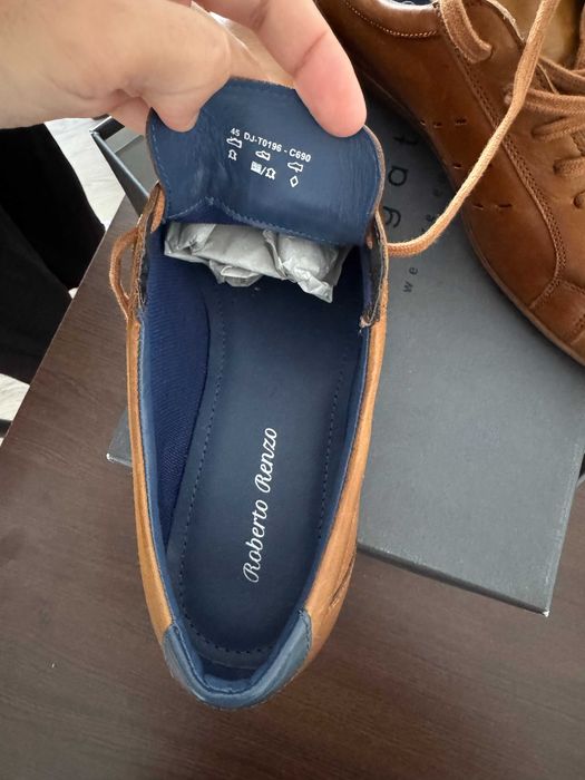 NOU Pantofi Sport Eleganti Roberto Renzo Piele Maro Coniac Mărimea 45 (US 11.5 / UK 10.5)