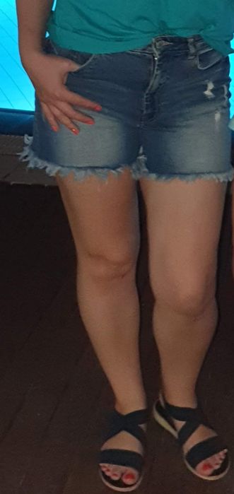 Pantaloni scurti blugi, talie inalta, marime M