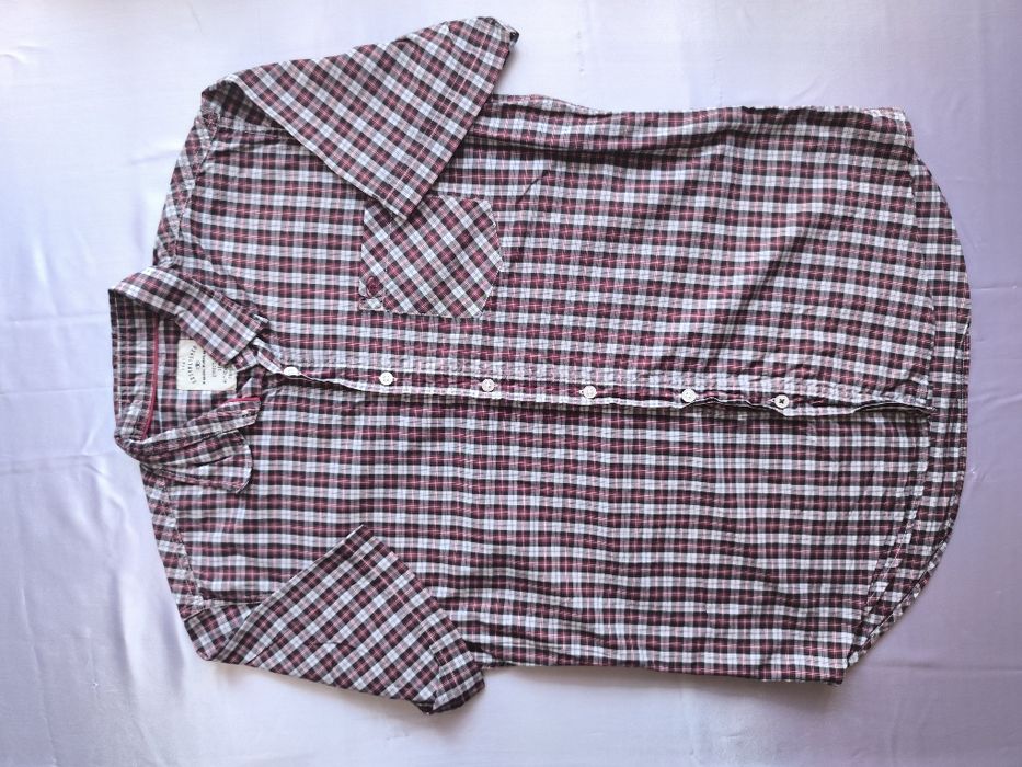 Cămașă Tom Tailor damă S, 100% bumbac, carouri bordo/alb, mânecă lungă
