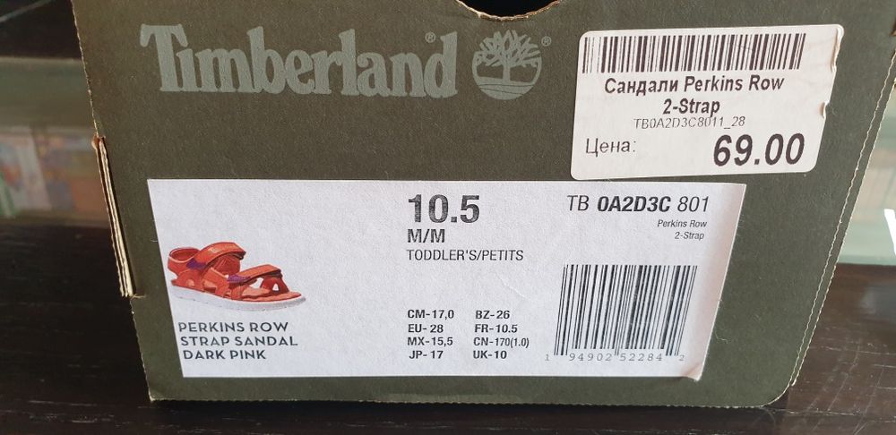 Сандали за момиче- Timberland / Perkins row/,28 номер,17см.стелка