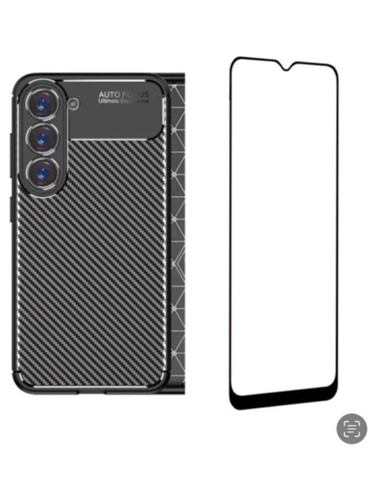 Samsung A10/A12/A13/A14/A15/A16 Husa Tpu Carbon Lucios + Folie Sticla