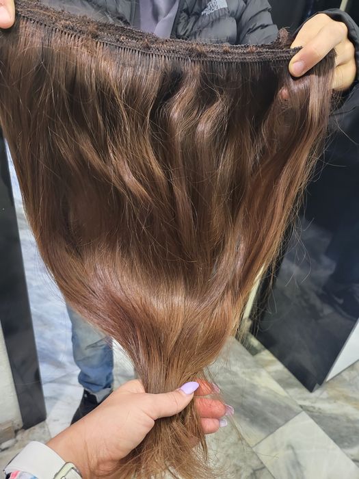 Естествена коса, два двойни реда.