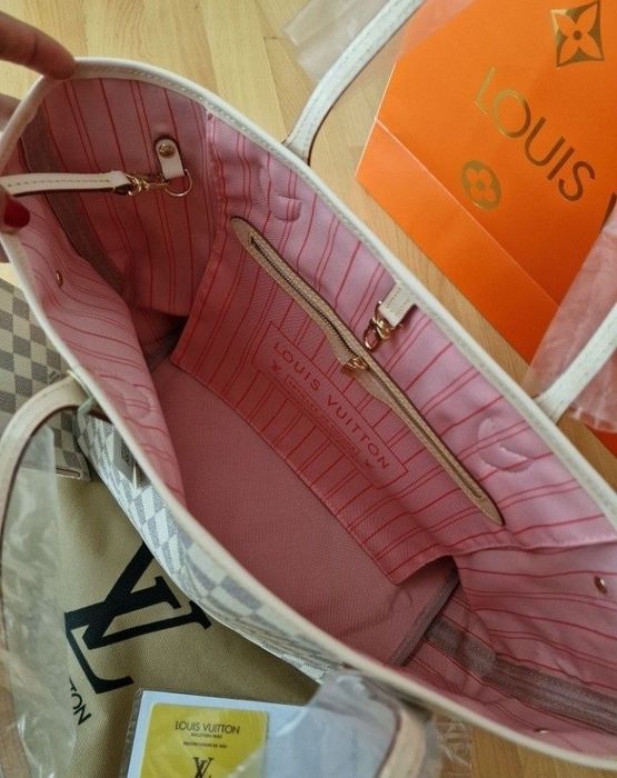 Geanta damă LV Neverfull,piele naturala/France/card,certificat,saculet