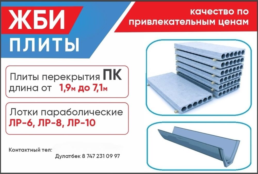 ЖБИ Шымкент плиты перекрытия