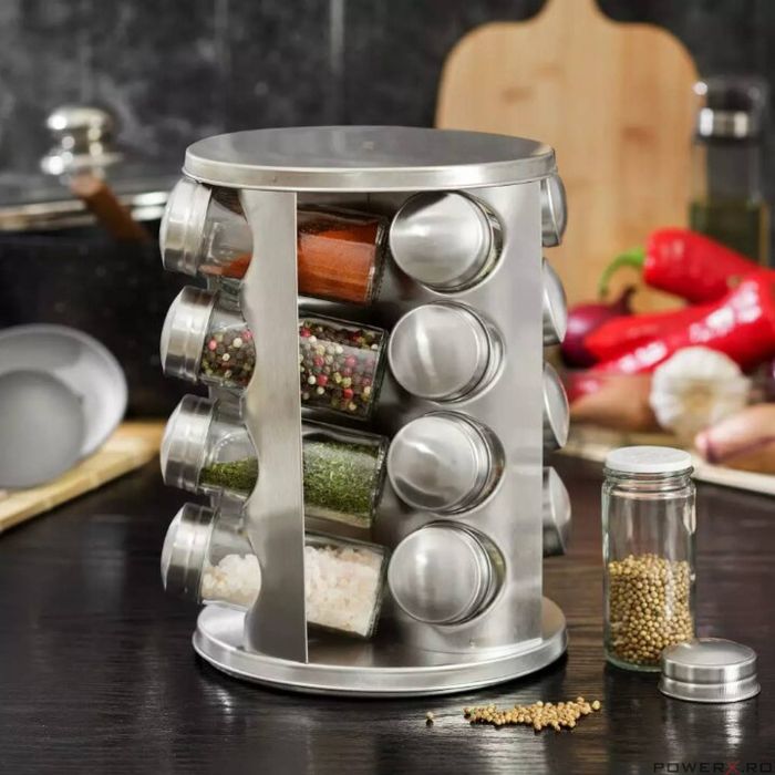 Set de 16 recipiente, otel inoxidabil si sticla cu suport, pentru