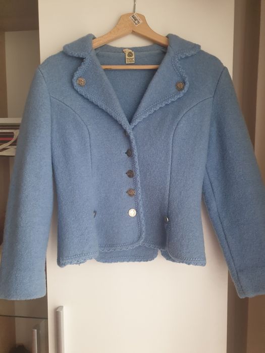 Sacou  cambrat vintage lana albastru deschis