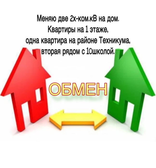 Обмен две квартиры на дом