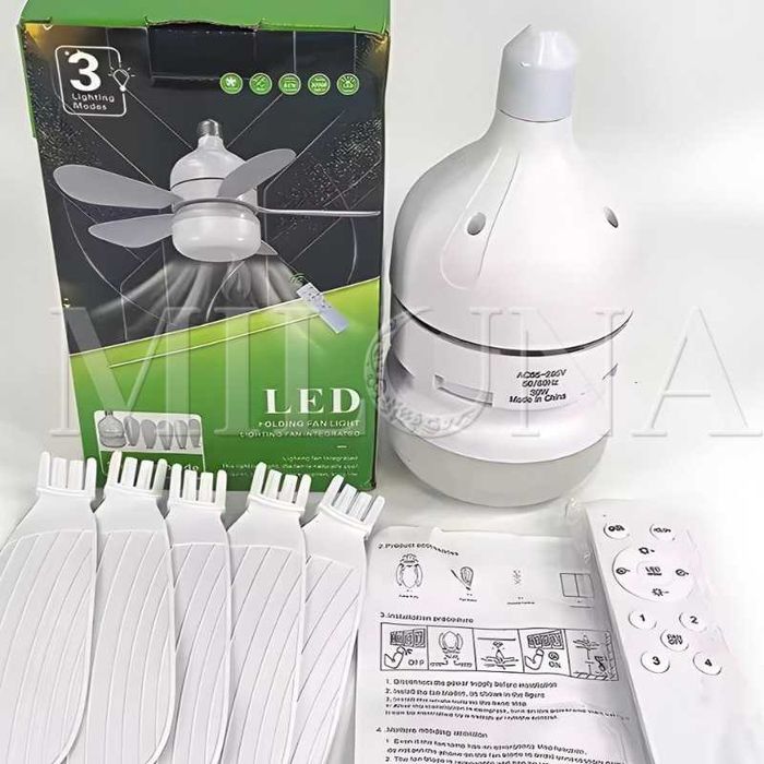 Люстра с вентилятором  LED,с пультом,3 режима,для зала, кухни, детской