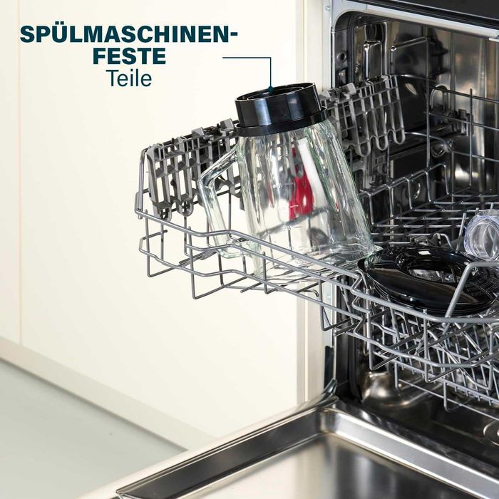 Блендер Princess Black Steel 6 остриета 1000W, стъклена кана 1,5 литра