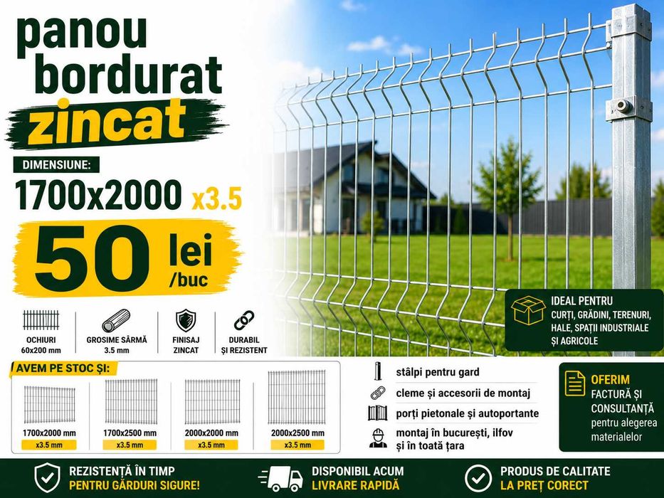 Panou bordurat zincat 1700x2000 / Plasa pentru gard