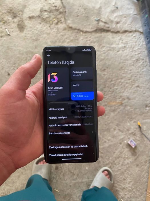 Xiomi note 10 holati tiniq