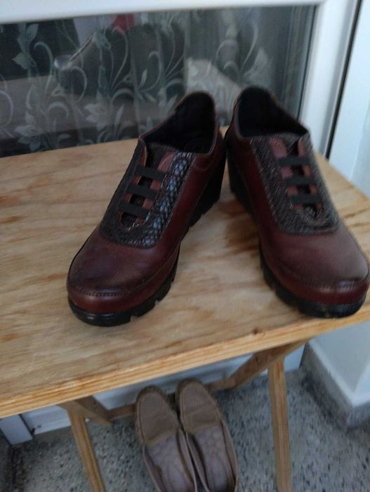Дамски кожени обувки - No 39, бордо