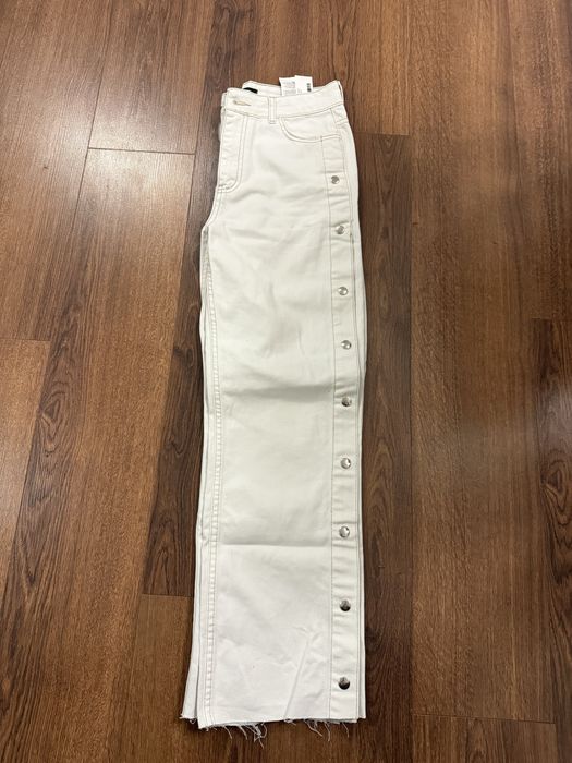 Дънки с широк и прав крачол / сини и бели /