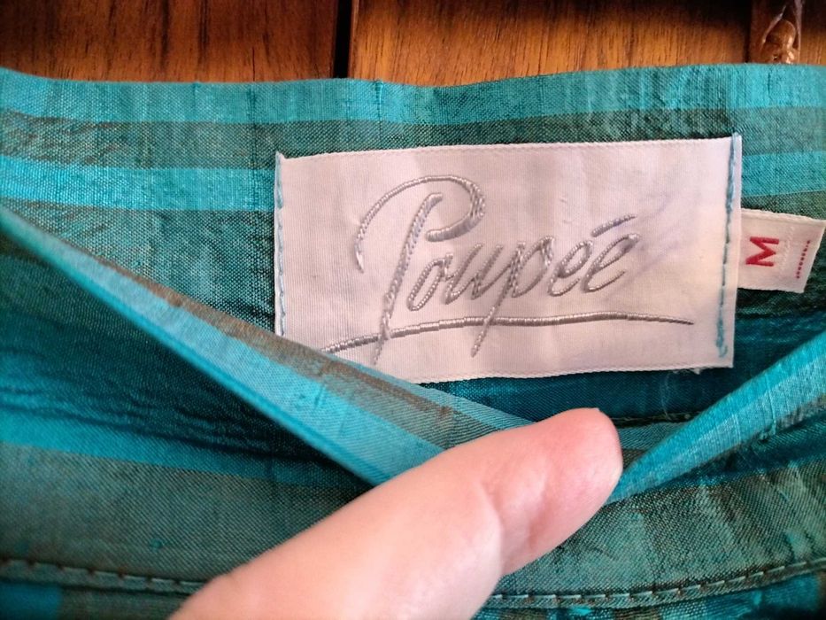 Pantaloni Poupee, din matase naturala 100%, de culoare turcoaz, mar M- 38, noi