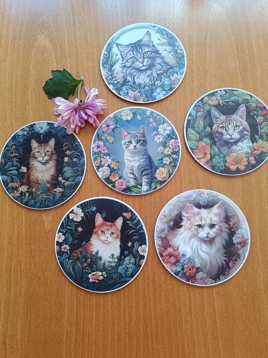 Подложки за чаши,  6 броя. Нови, в опаковка. 6 лв.