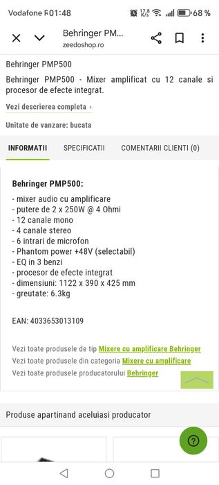 Behringer pmp 500 wați