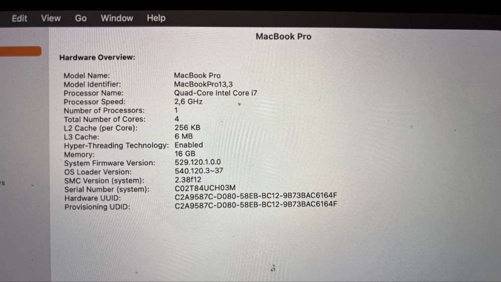 Laptop Macbook Pro 15" Retina  2016