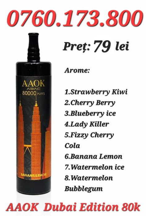Narghilea/Vape-uri/Țigări electronice/E-shisha- AAOK Dubai Edition 80k