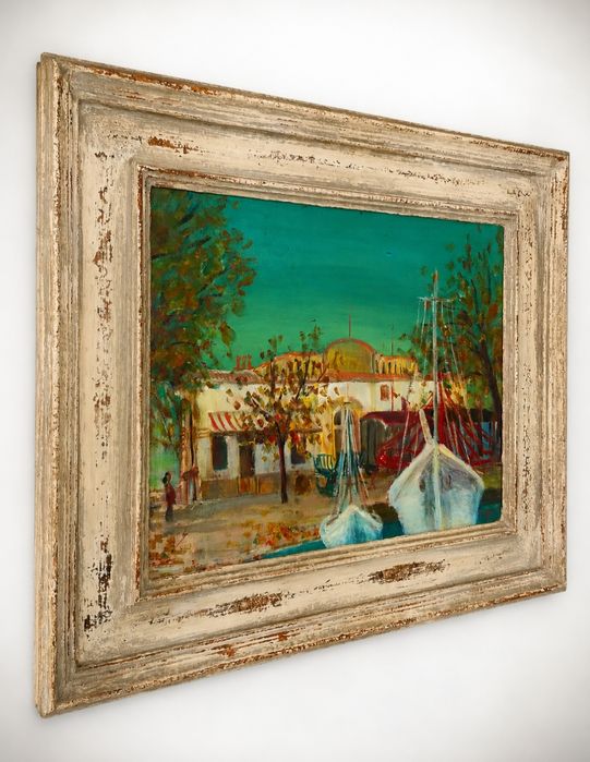 Маслена картина Michèle Catala (1921–1951) – „Пристанище край Валенсия“, 1948 г.