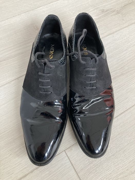 Официални мъжки обувки 41 номер лак+велур Desizo Monni