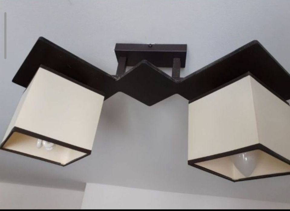 aplica dormitor hol birou bec soclu E14 Corp iluminat lemn si panza