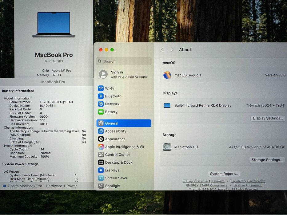 НОВ 14 Apple MacBook Pro 2021 M1 Space Grey 32GB RAM/512GB SSD/Бат 14ц