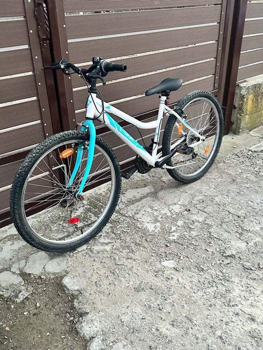 Bicicleta damă MTB Toplife albă cu albastru 26 inch”