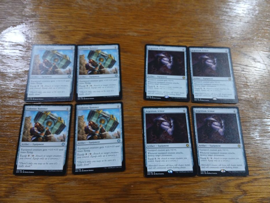 set 4x carti joc Colossus Hammer + 4x Argentum Armor (GN3) pt Magic The Gathering