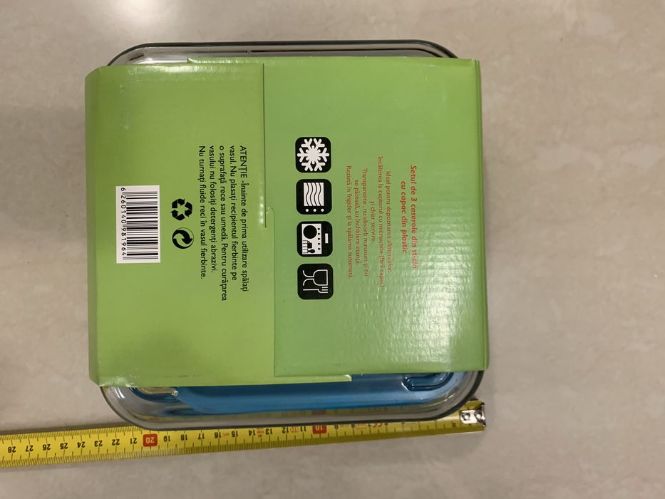 Vand set 3 cutii sticla termorezistenta cu capac