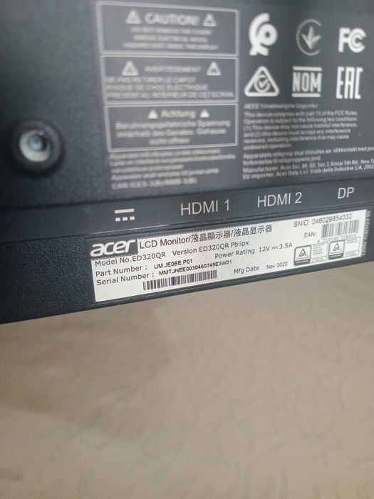 Монитор 31.5" Acer Nitro ED320QRHbi, Black