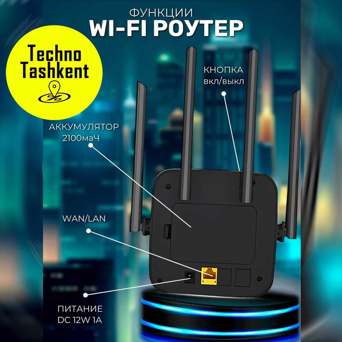 Wi-Fi Роутер 4G LTE CPF-903B, Аккумулятор 3000mah, 4-х антенный
