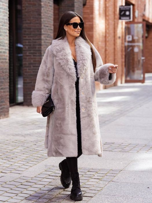 Уникално палто пух с колан