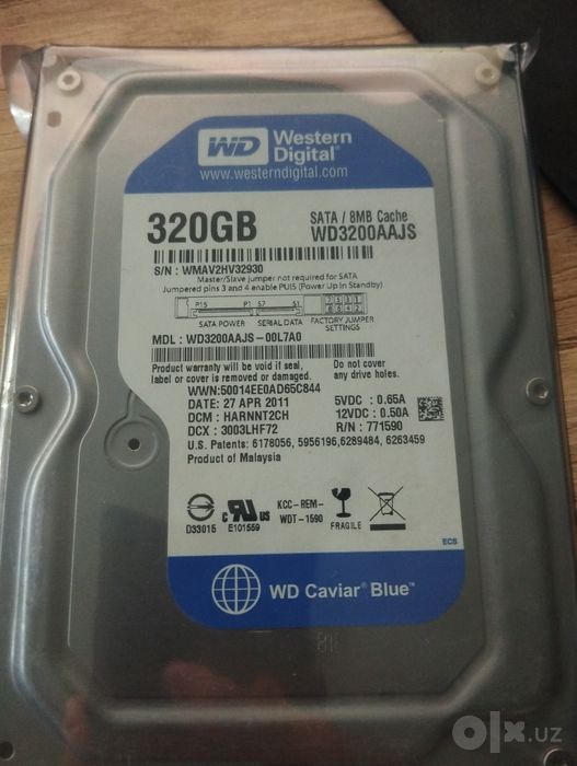 Xart WD Blue kompyuterga 320 Gb yangi ochilmagan