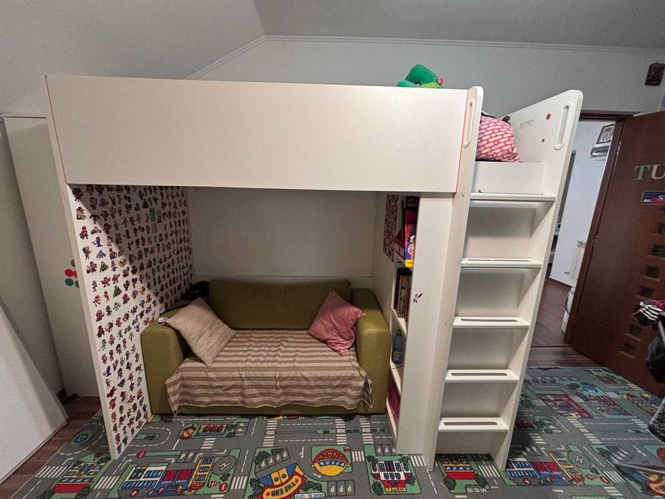 Pat supraetajat IKEA Smastad (bleu) + saltea inclusa