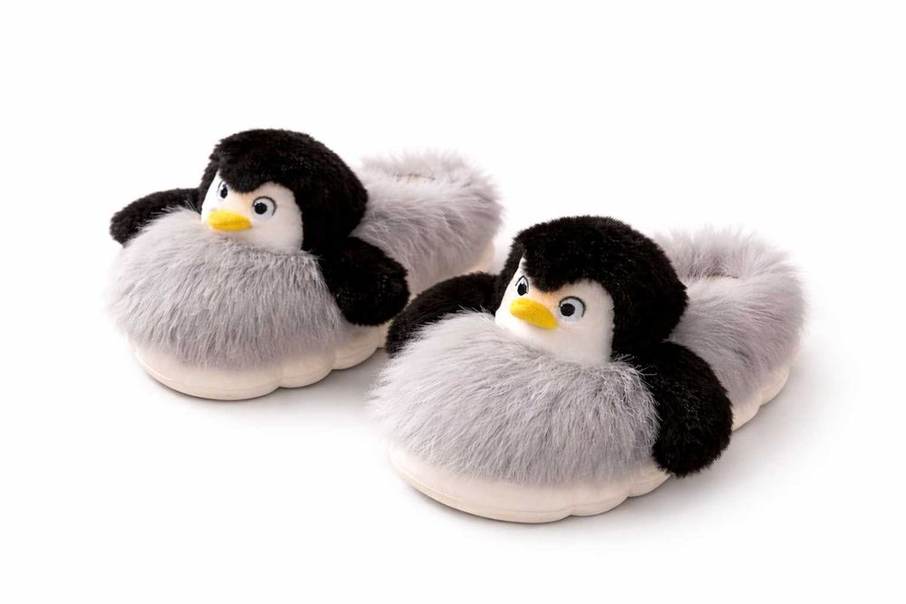 Дамски чехли с пингвин 3D Весели Крачета плюшени домашни чехли пантофи