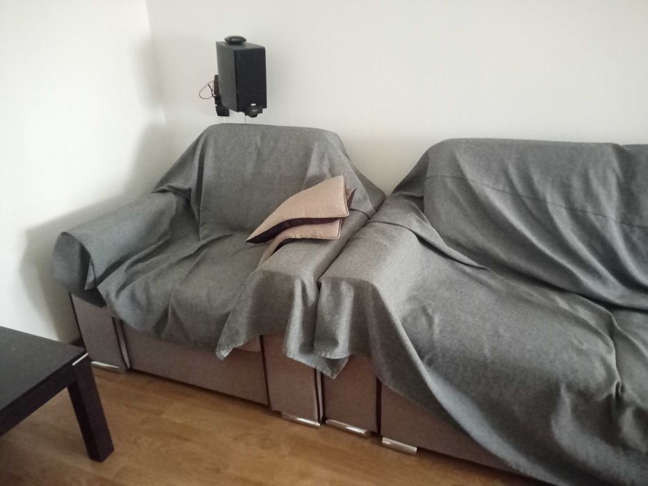 Canapea dual extensibila + fotolii cu sertar, panza, optional huse