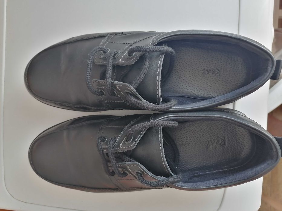 Черно - сиви обувки от естествена кожа