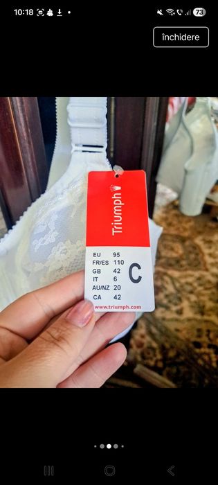 Sutien damă Triumph fără armătură, Nou!( 95 C)