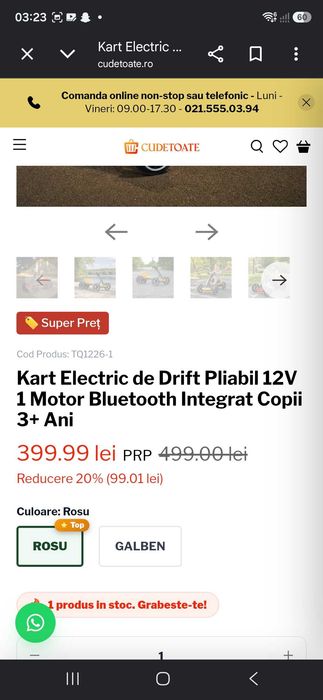 Se vinde kart electric